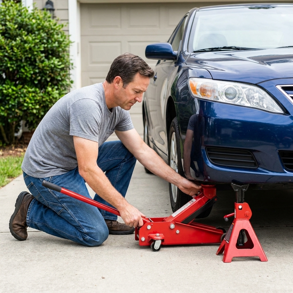 Rotate Tires and Check Tread Depth Without a Lift